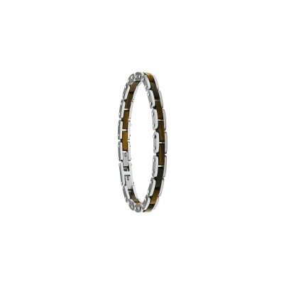 Bracelet Jourdan Bijoux Lyre en acier et oeil de tigre