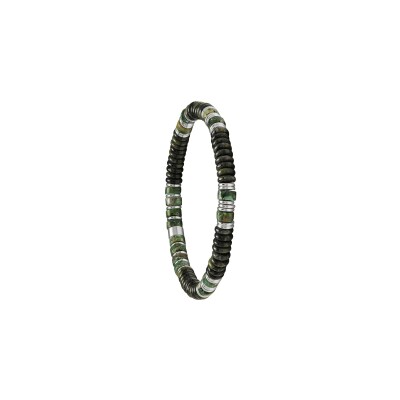 Bracelet Jourdan Bijoux Ebene en acier, jaspe et pierre impériale verte