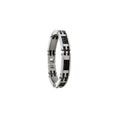 Bracelet Jourdan Bijoux Faro en acier et acier PVD noir