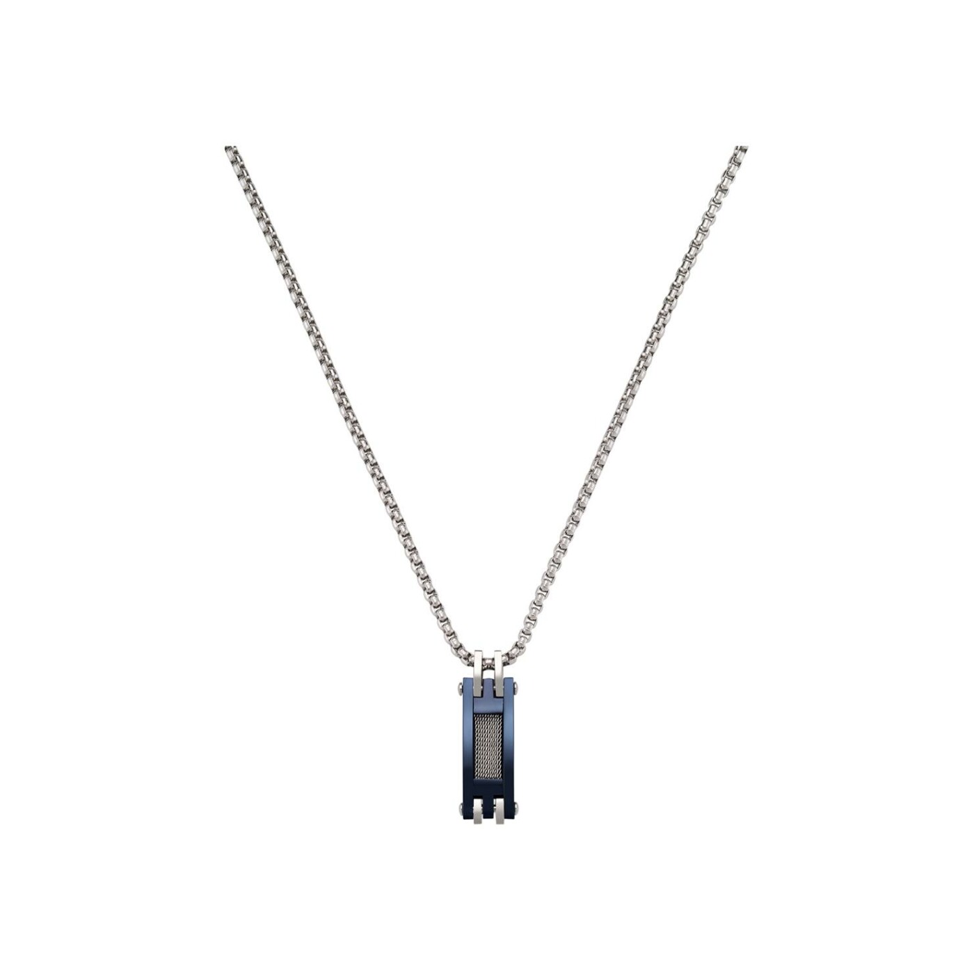 Collier Jourdan Bijoux Fuji en acier et acier PVD bleu