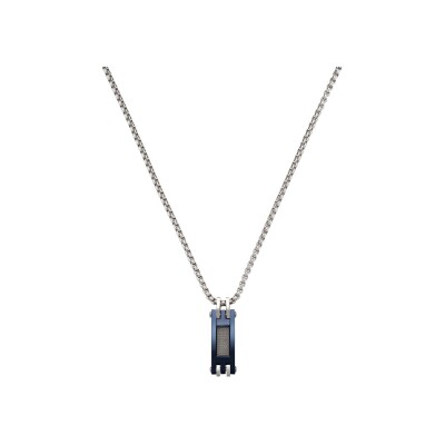 Collier Jourdan Bijoux Fuji en acier et acier PVD bleu