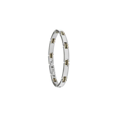 Bracelet Jourdan Bijoux Alix en acier bicolore noir et doré