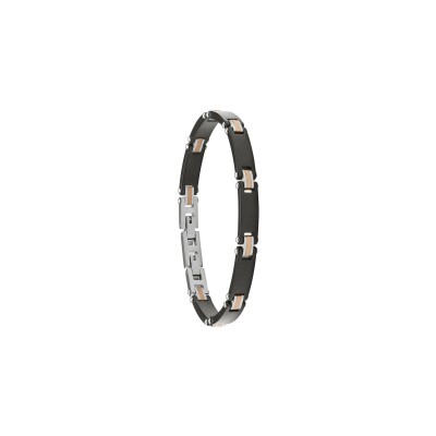 Bracelet Jourdan Bijoux Alix en acier PVD noir et acier bicolore