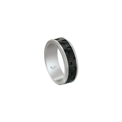 Bague Jourdan Bijoux Noir Oahu en acier et acier PVD noir