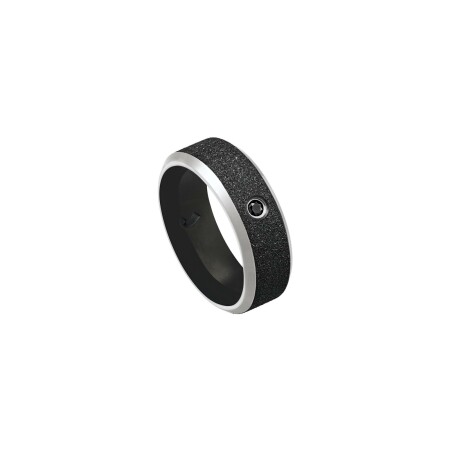 Bague Jourdan Bijoux en acier et diamant noir