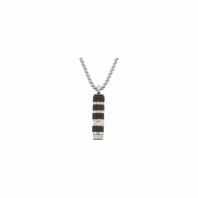 Collier Jourdan Bijoux Héritage Naturel Bois Badi en acier et bois brun