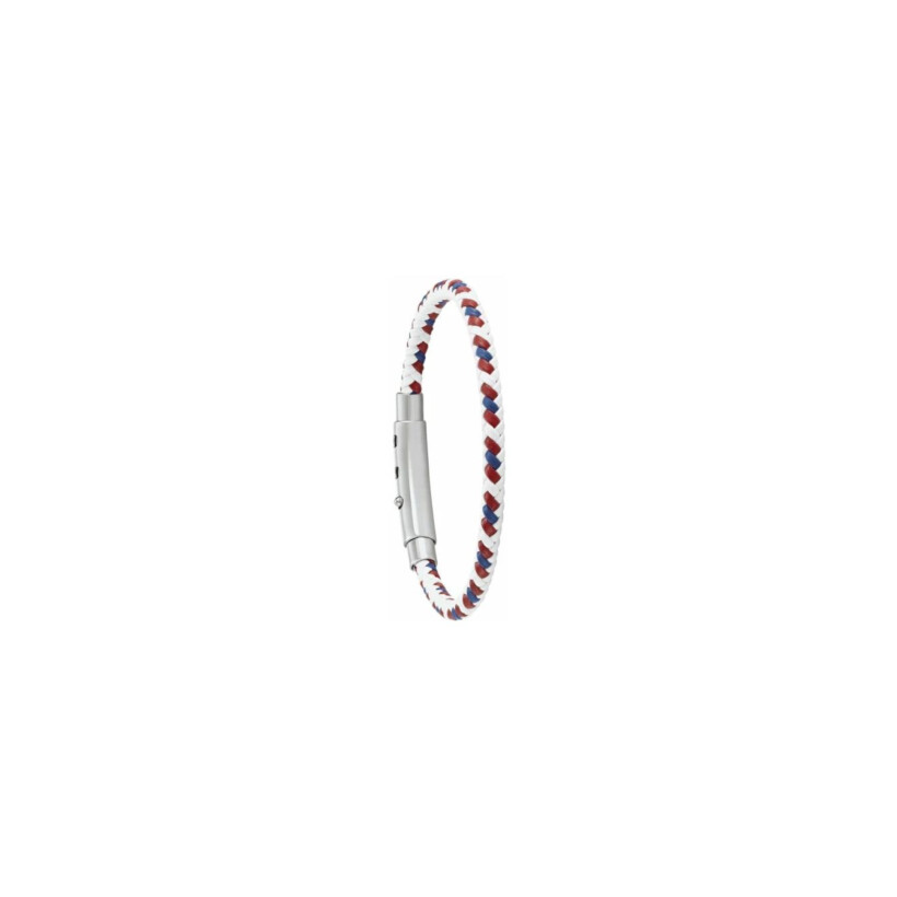 Bracelet Jourdan Bijoux Héritage Cuir Cuir Synthétique Dixon en silicone blanc, rouge, bleu et acier