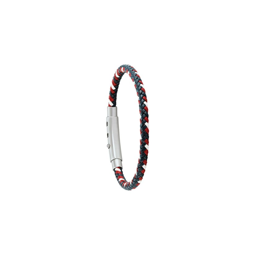 Bracelet Jourdan Bijoux Héritage Cuir Cuir Synthétique Dixon en silicone noir, rouge, blanc et acier