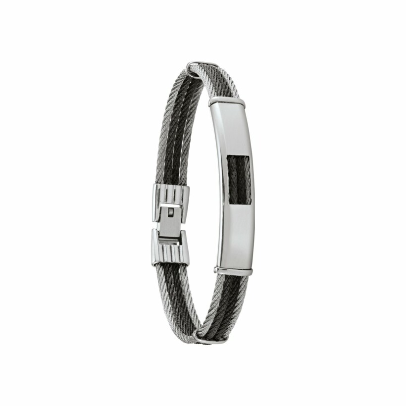 Bracelet Jourdan Bijoux Héritage Geta en acier, câbles blancs et noirs