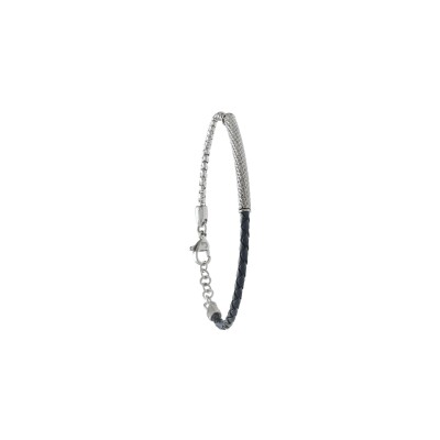 Bracelet Jourdan Bijoux Eli en cuir bleu et acier