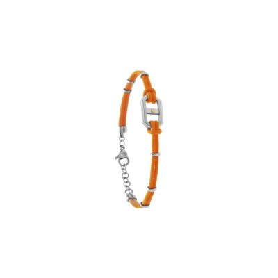 Bracelet Jourdan Bijoux Ancrage cordon orange, acier et vis en or 18 carats