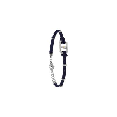 Bracelet Jourdan Bijoux Ancrage cordon bleu, acier et vis en or 18 carats