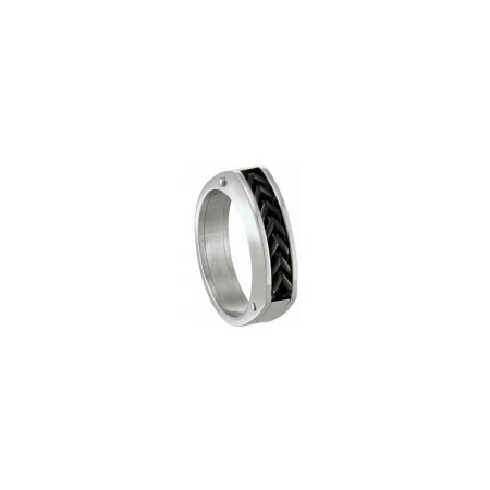 Bague Jourdan Bijoux Noir Métal Acier Garabit en acier et PVD noir