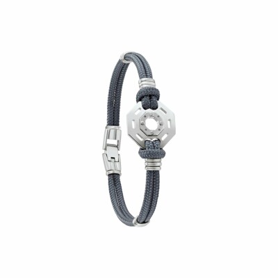 Bracelet Jourdan Bijoux Noir Naturel Cordelette Cherpa en acier et nylon gris