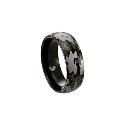 Bague Jourdan Bijoux Noir Tarr en tungstène camouflage