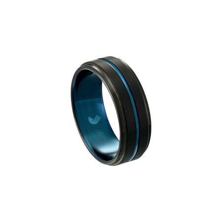 Bague Jourdan Bijoux Héritage Vesta en tungstène bleu et noir