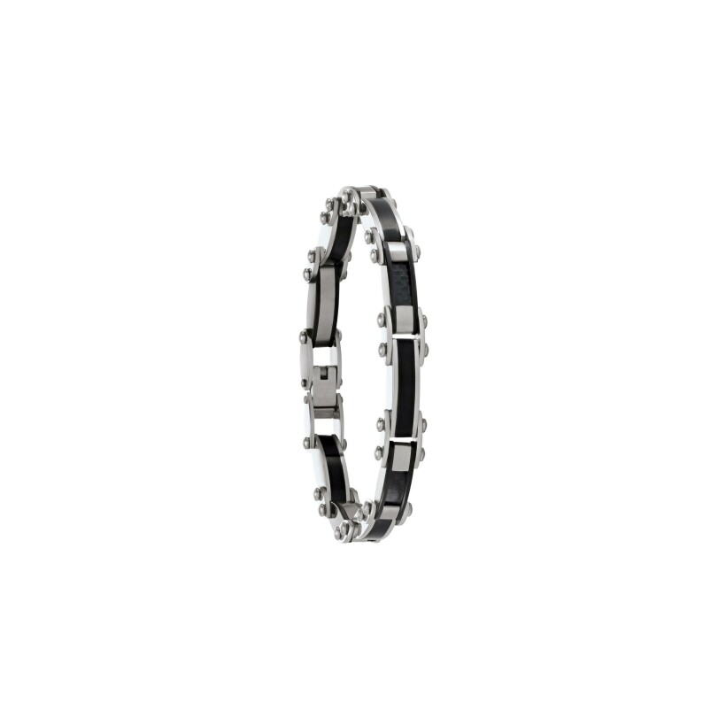 Bracelet Jourdan Bijoux Noir en acier et fibre de carbone