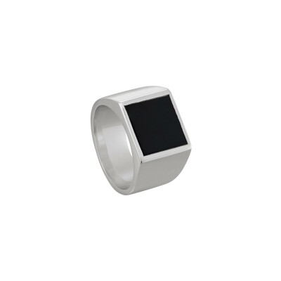 Bague Jourdan Bijoux Noir en acier et onyx