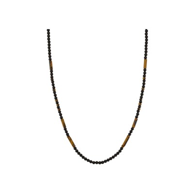 Collier Jourdan Bijoux Soren en acier, pierre naturelle et oeil de tigre