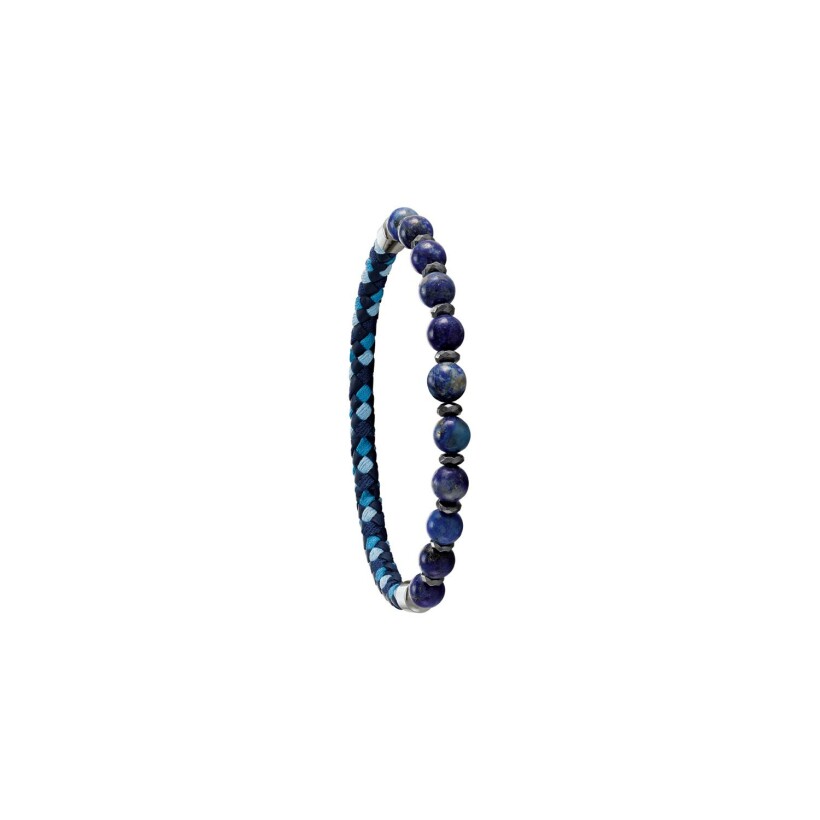 Bracelet Jourdan Bijoux Horrens en cordelette bleu, lapis lazuli et hématite