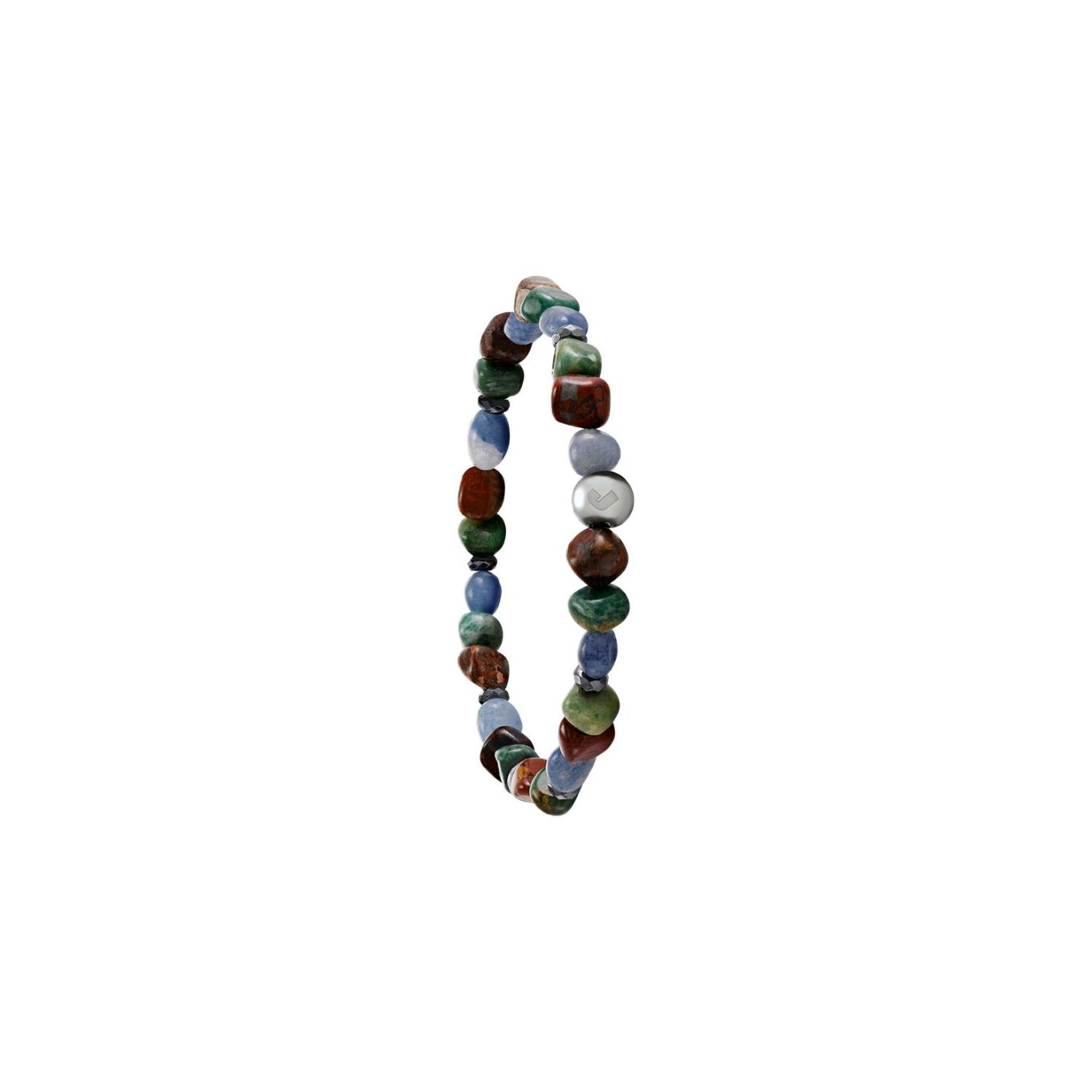 Bracelet Jourdan Bijoux Kio en acier, jaspes, quartz, hématite et perle