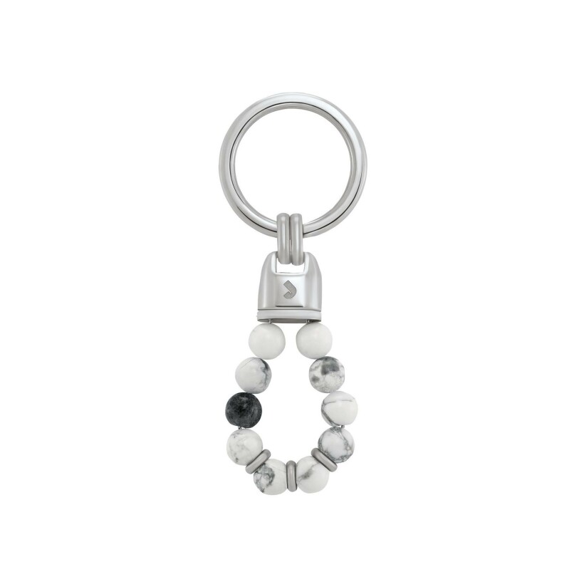 Porte clé Jourdan Bijoux Héritage en acier et howlite