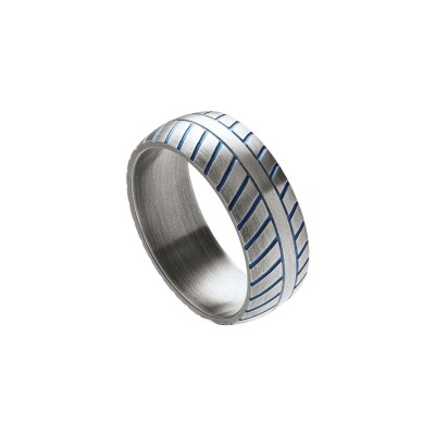 Bague Jourdan Bijoux Roots en acier bicolore bleu
