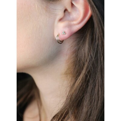 Boucles d'oreilles clous Jackie Gold Triangle en or jaune et topaze bleu ciel