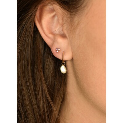 Boucles d'oreilles clous Jackie Gold Triangle en or jaune et améthyste