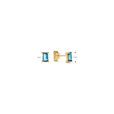 Boucles d'oreilles clous Jackie Gold Medina en or jaune et topaze bleue