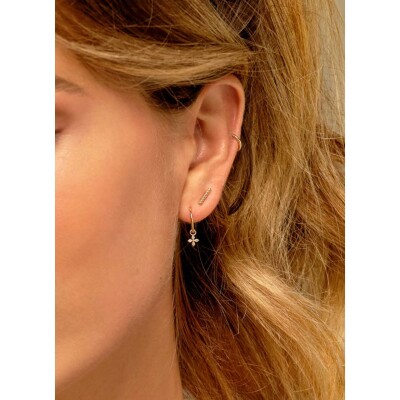 Boucles d'oreilles créoles Jackie Gold Dentelle en or jaune et topaze blanches