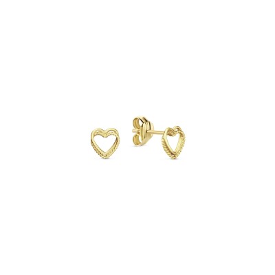 Boucles d'oreilles clous Jackie Gold Cœur torsadé en or jaune