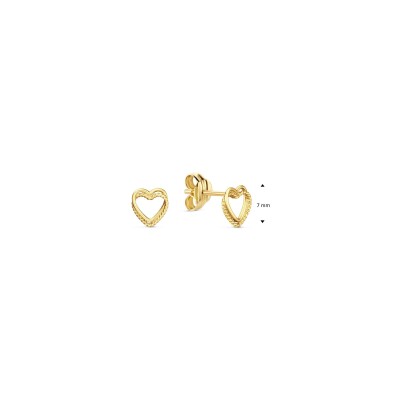 Boucles d'oreilles clous Jackie Gold Cœur torsadé en or jaune