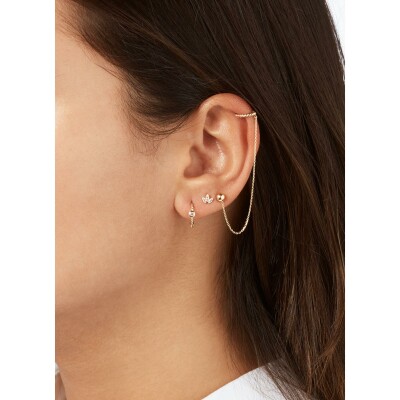 Boucles d'oreilles clous Jackie Gold Brise de Palmier en or jaune et topaze blanche