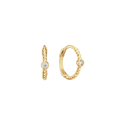 Boucles d'oreilles créoles Jackie Gold Oasis avec en or jaune et topaze blanche