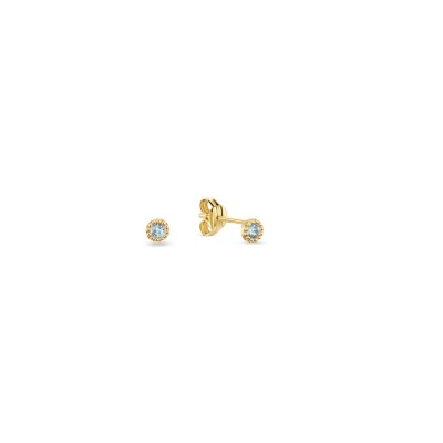 Boucles d'oreilles clous Jackie Gold Grimaldi en or jaune et topaze bleue