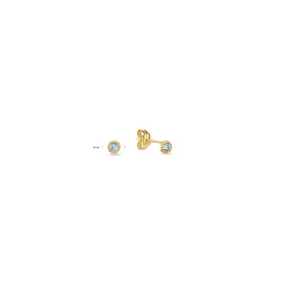 Boucles d'oreilles clous Jackie Gold Grimaldi en or jaune et topaze bleue