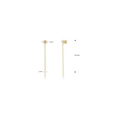 Boucles d'oreilles clous Jackie Gold traversante Van Gogh en or jaune et topaze blanche