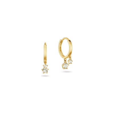 Boucles d'oreilles créoles Jackie Gold Alexia en or jaune et topaze blanches