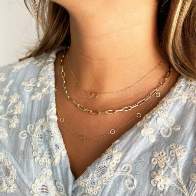 Collier Jackie Gold Double coeurs en or jaune