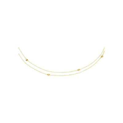Collier Jackie Gold double et petites billes en or jaune