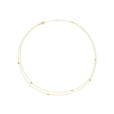 Collier Jackie Gold double et petites billes en or jaune