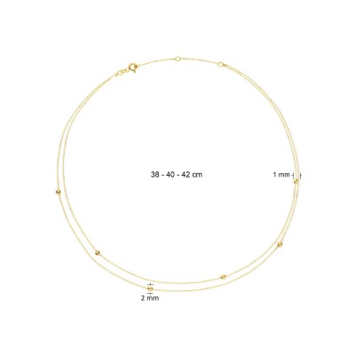 Collier Jackie Gold double et petites billes en or jaune