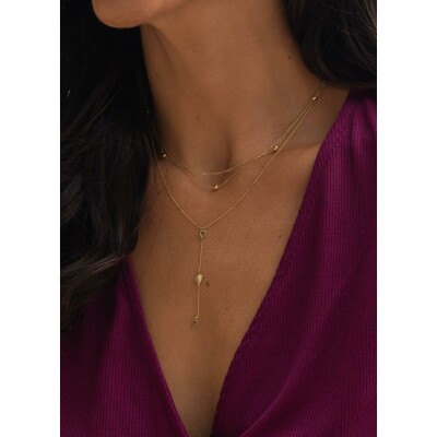 Collier Jackie Gold long Y avec gouttes en or jaune