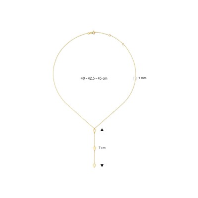 Collier Jackie Gold long Y avec gouttes en or jaune