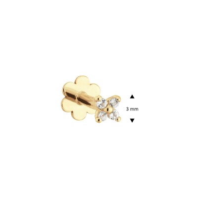 Piercing Jackie Gold Fleur en or jaune et topaze blanche