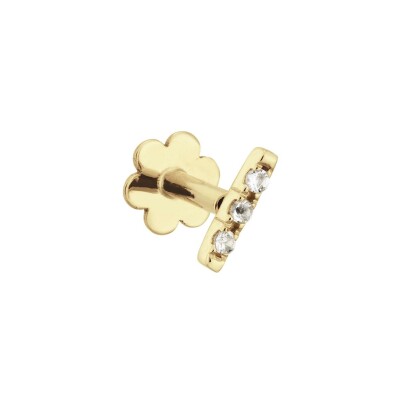 Piercing Jackie Gold Barre en or jaune et topaze blanche