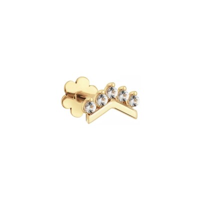 Piercing Jackie Gold Courbe en V en or jaune et topaze blanches
