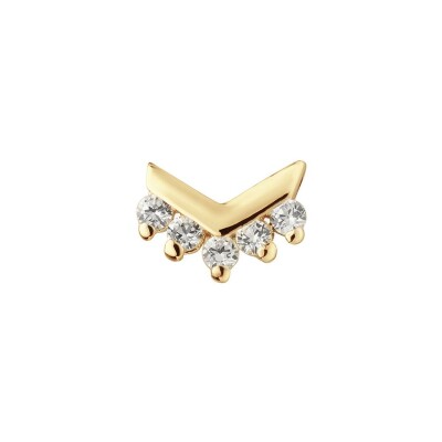Piercing Jackie Gold Courbe en V en or jaune et topaze blanches