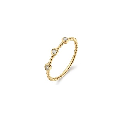 Bague Jackie Gold Triple en or jaune et topaze blanche